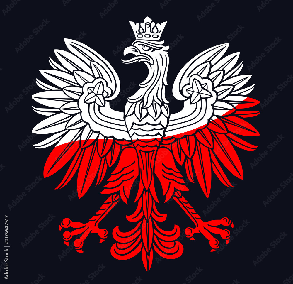 Poland eagle in national colors