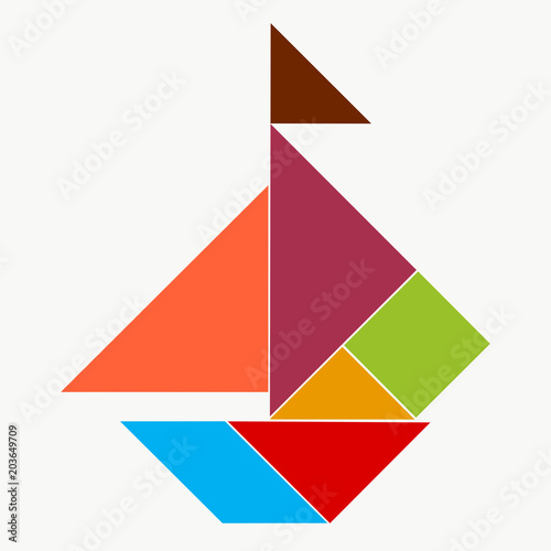 Free Download ship from pieces of a puzzle tangram - GFXLoad