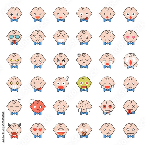 Baby emoticon thin line icon