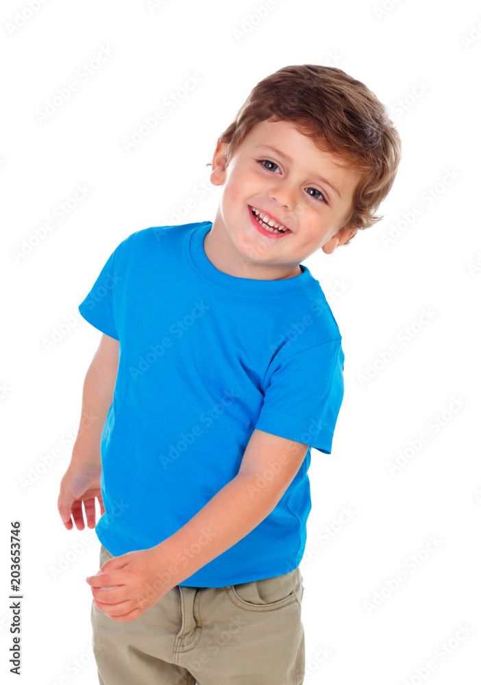 Active small child with blue t-shirt Active small child with blue t-shirt