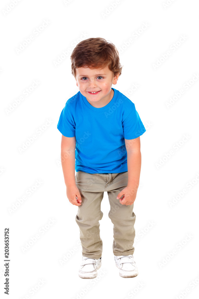 Active small child with blue t-shirt Active small child with blue t-shirt