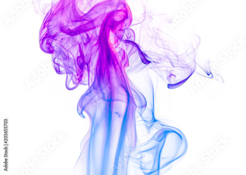 Colored smoke on white background