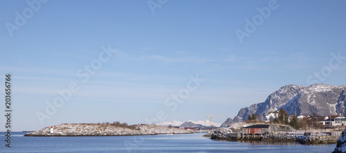 Winter in Bronnoysund harbor Northern Norway