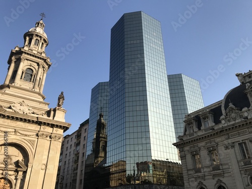 Glass buildings and architecture in Santiago, Chile