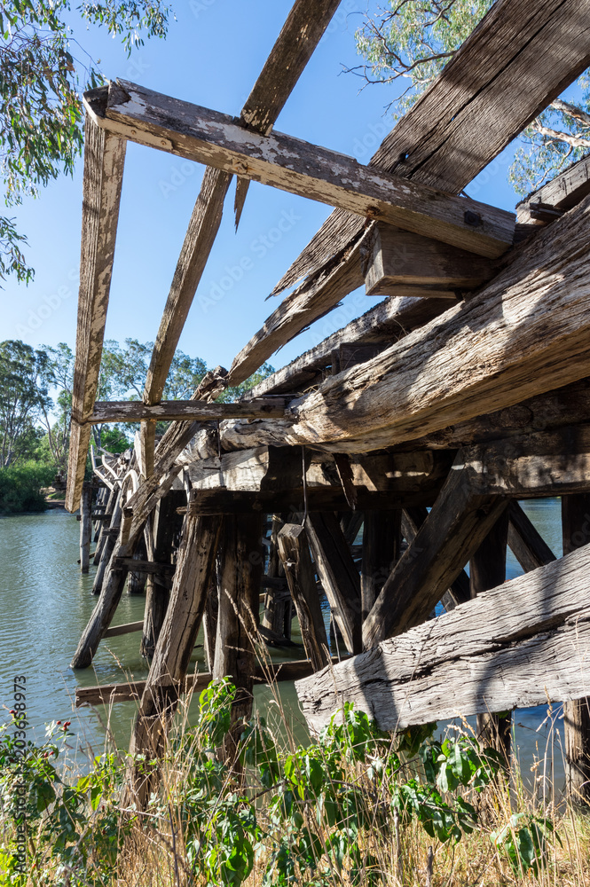 Historic Chinamans Bridge over the Goulburn River near Nagambie in Australia. Historic Chinamans Bridge over the Goulburn River near Nagambie in Australia.