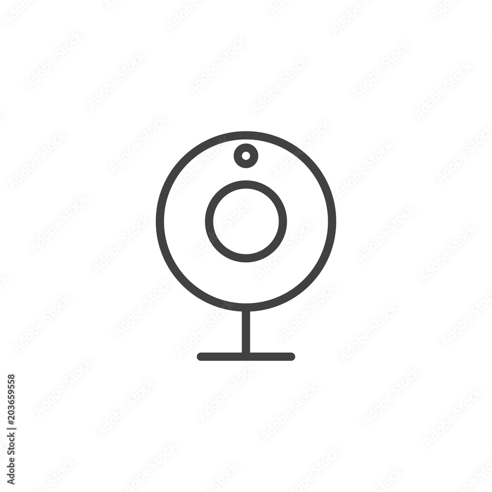 Web camera outline icon. linear style sign for mobile concept and web design. Virtual cam simple line vector icon. Symbol, logo illustration. Pixel perfect vector graphics