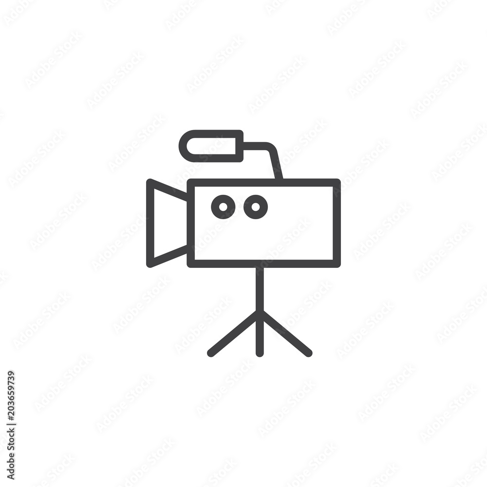 Digital Video Camera outline icon. linear style sign for mobile concept and web design. camera on stand simple line vector icon. Symbol, logo illustration. Pixel perfect vector graphics