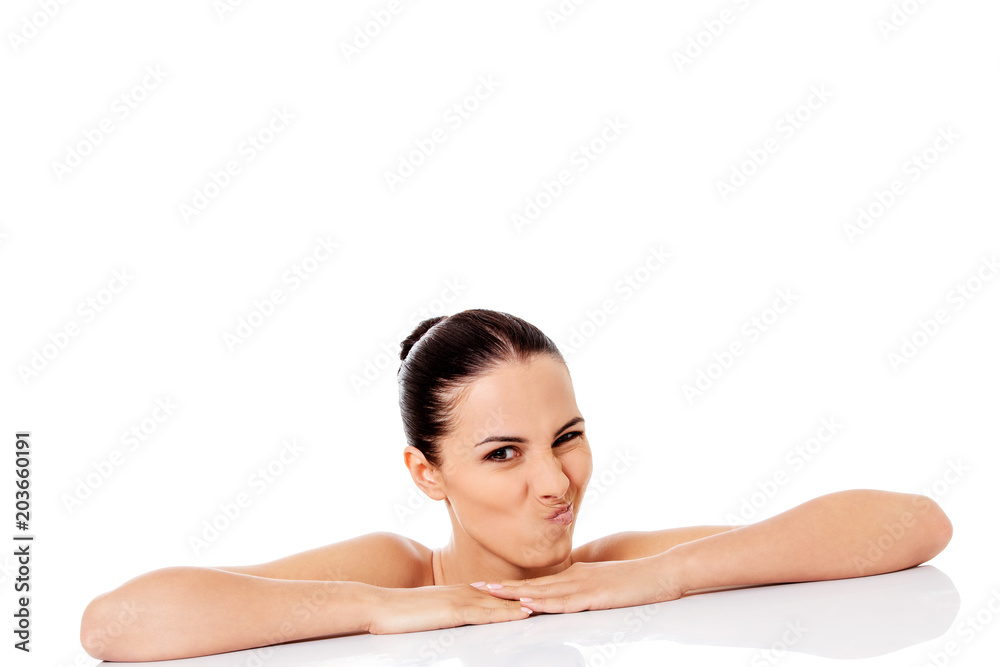 Beauty woman face with perfect fresh clean skin Beauty woman face with perfect fresh clean skin