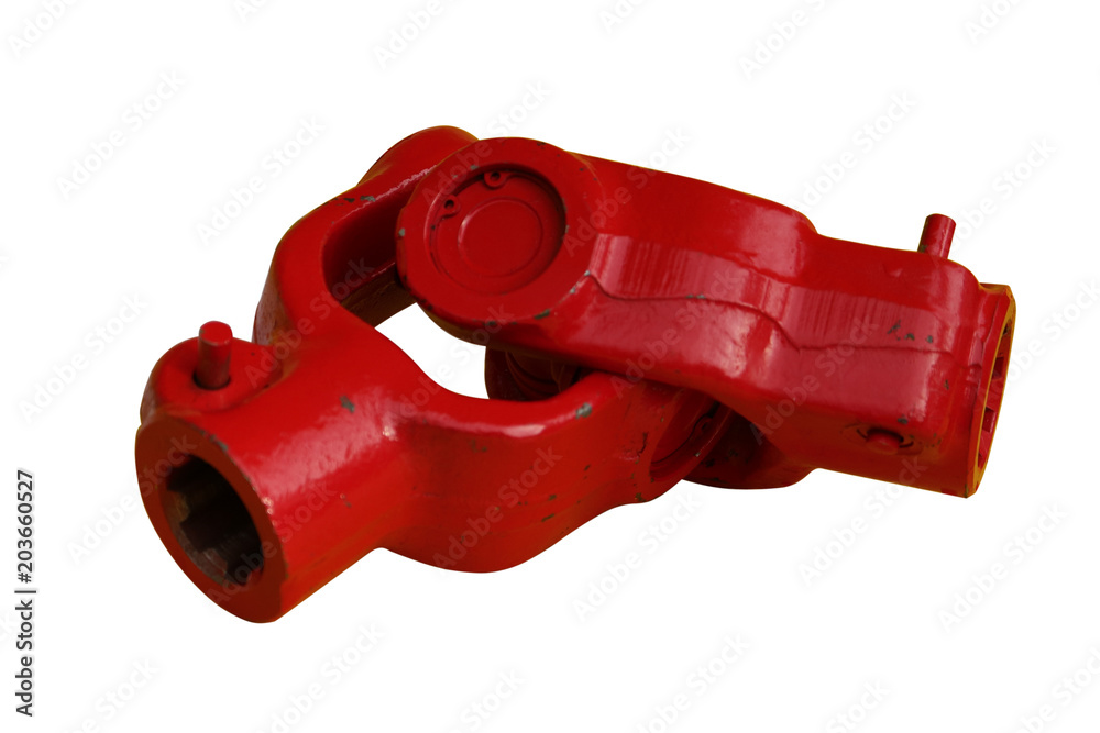 Red cardan joint. Isolated on white.