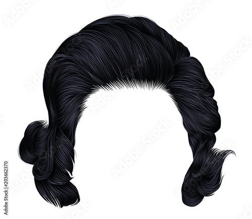 trendy  woman curly hairs black
brunette color . 
medium length . beauty style . realistic  3d .
