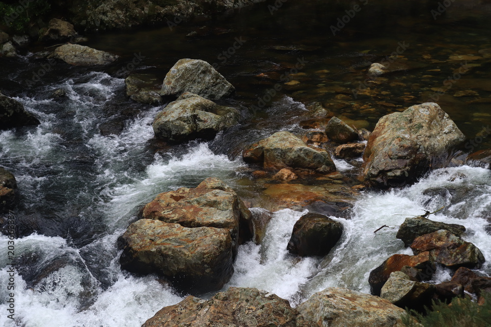 fast flowing mountain river in New Zealand fast flowing mountain river in New Zealand