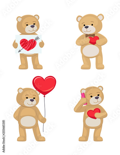 I Love You and Me Teddy Bears Vector