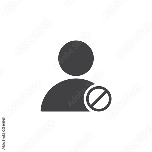 Prohibition user vector icon. filled flat sign for mobile concept and web design. Blocked profile simple solid icon. Symbol, logo illustration. Pixel perfect vector graphics