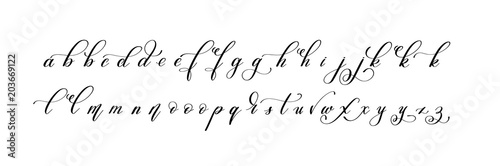 latin hand written alphabet design - little letters