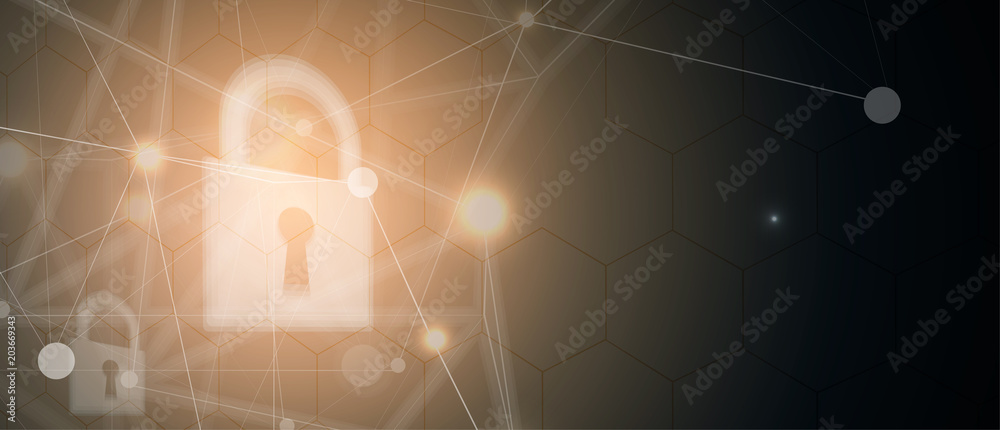 Naklejka premium Cyber security and information or network protection. Future technology web services for business and internet project