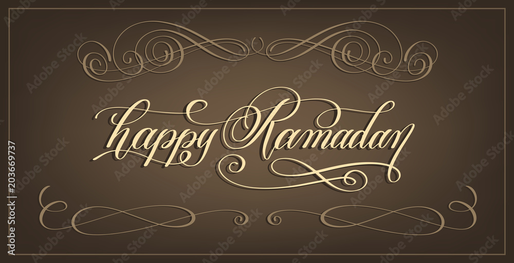 luxury hand lettering calligraphy text - happy Ramadan