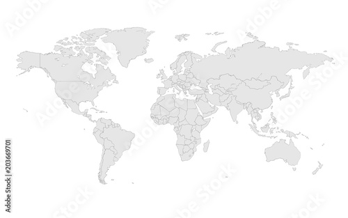 Sketchy vector world map illustration isolated over white background