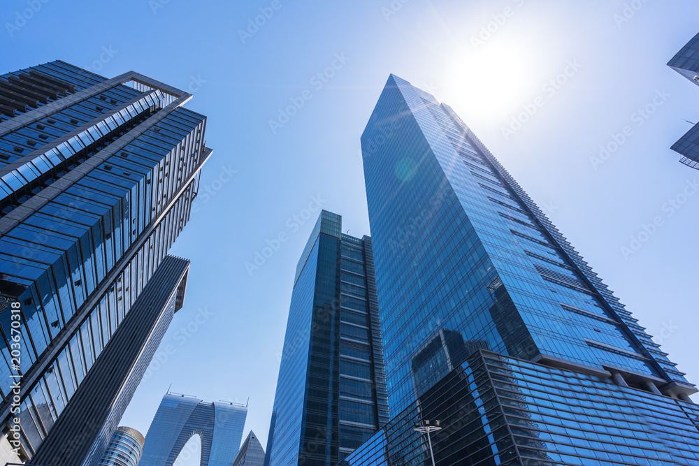 up view of modern office building