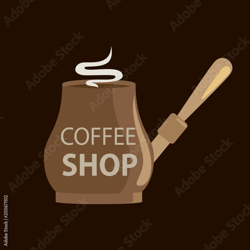 Coffee shop turk illustration. Emblem or logo. Vector illustration design.