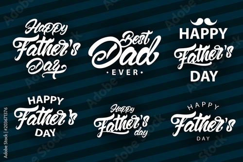 Happy father's day. Bast dad emblems in lettering style. Vector set of illustration design.