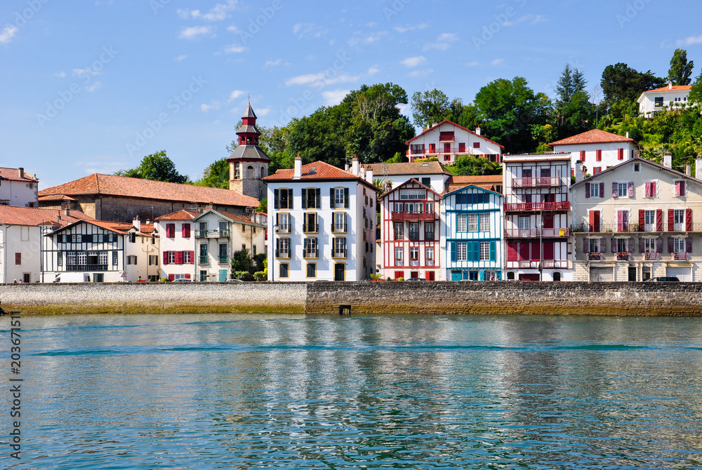 Houses at the Saint Jean de Luz port, Basque Country, France