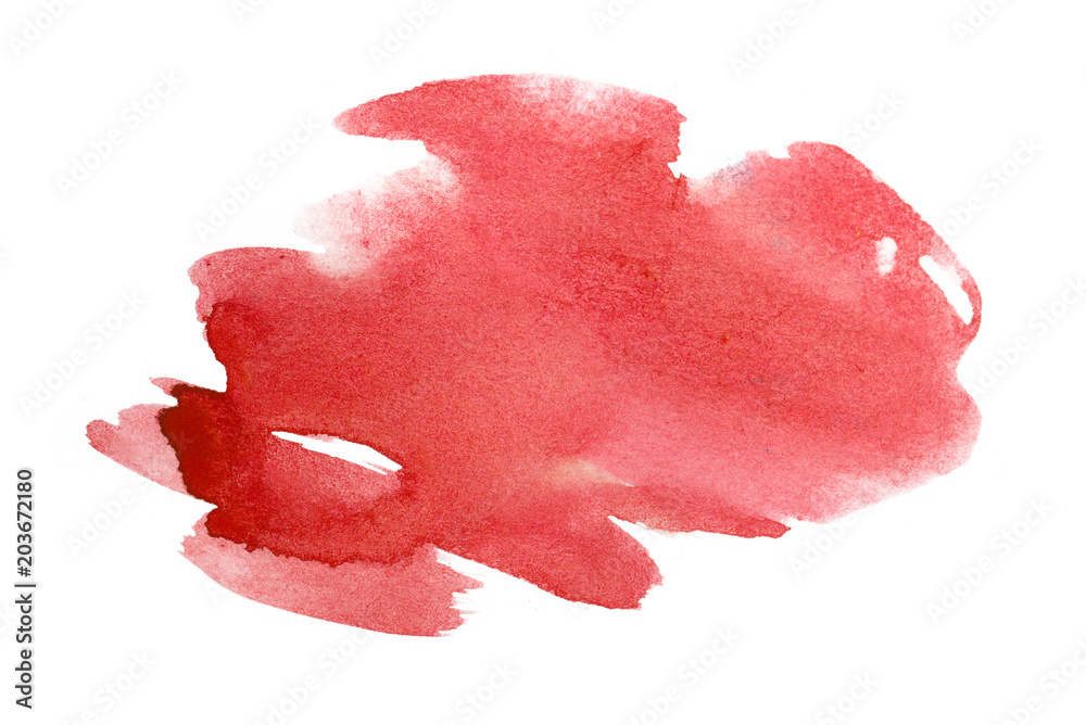 Hand drawn red watercolor shape for your design. Creative background, hand made decoration.