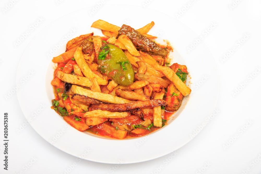 Fried Fries With Paprika And Tomato Sauce Fried Fries With Paprika And Tomato Sauce