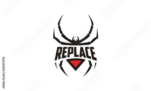 Silhouette Black Widow Spider Insect Arthropod Emblem Sport logo design 