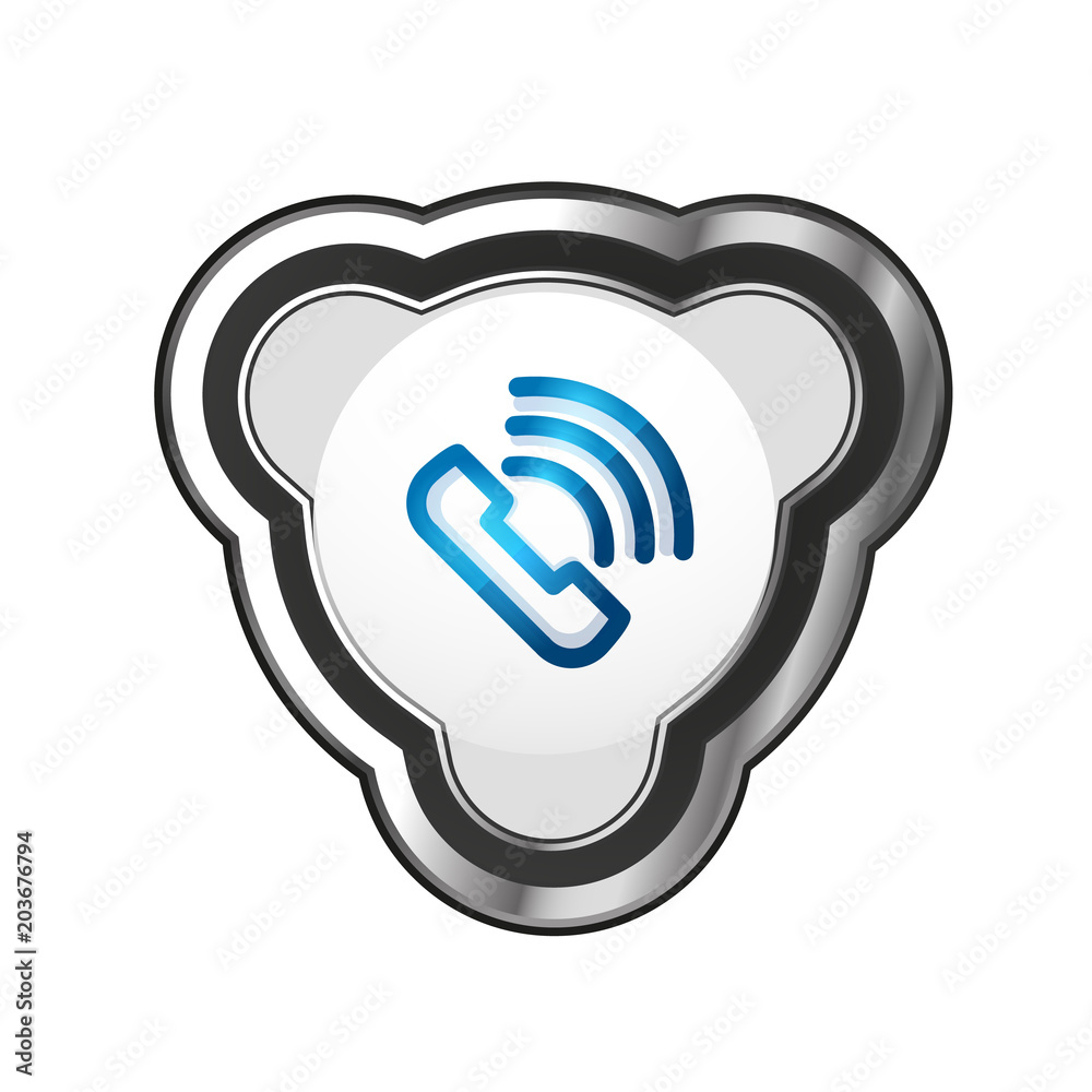 Old fashioned phone button, call center support icon Old fashioned phone button, call center support icon