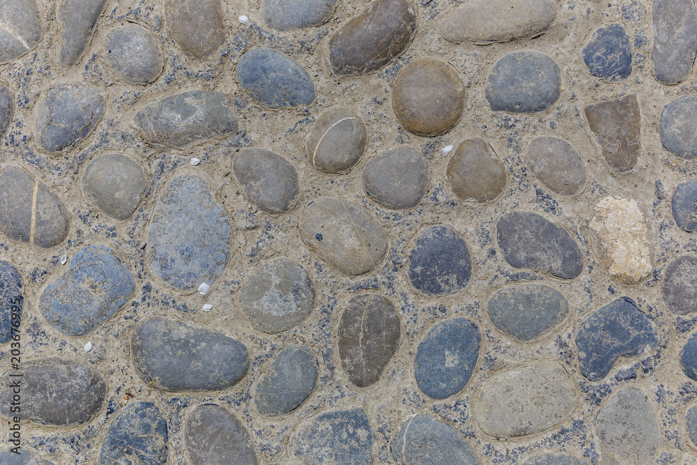 Texture of a path from river stones