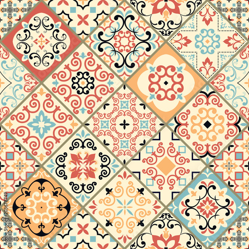 Pattern for print, web design, textile, identity, patchwork. Geometric texture. Vector endless ornaments with abstract shapes