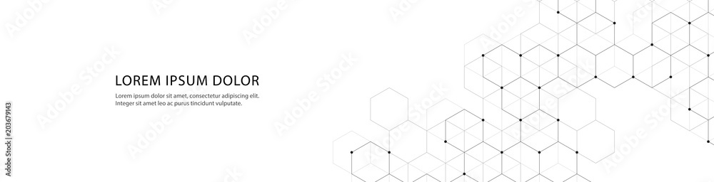 Vector banner design with hexagons abstract background.