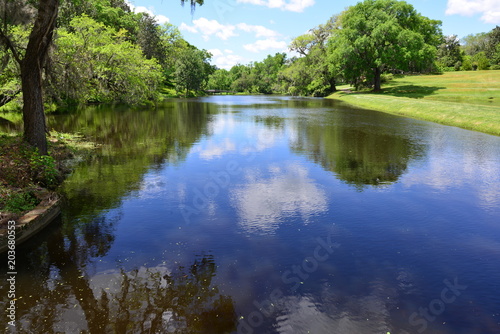 Fototapeta Naklejka Na Ścianę i Meble -  Gardens and a lake at an old Plantation in South Carolina, USA