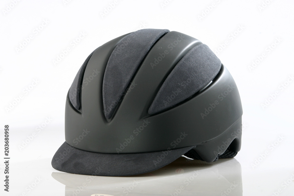 Black helmet on white background. Black helmet on white background.