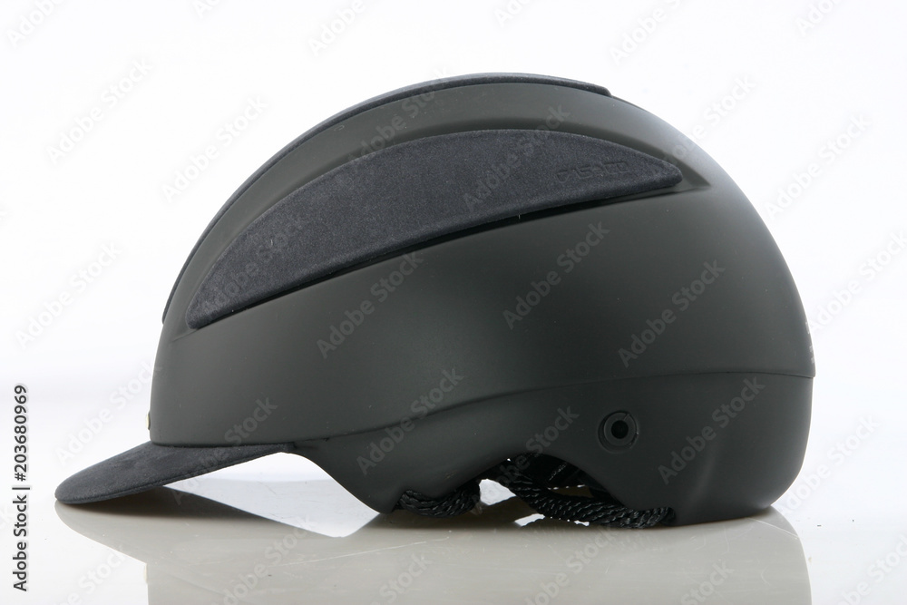 Obraz premium Black helmet on white background.
