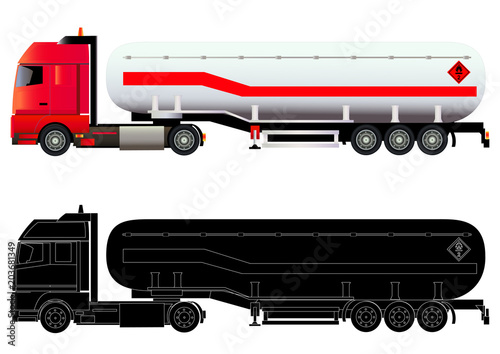 LNG tanker truck, isolated, vector