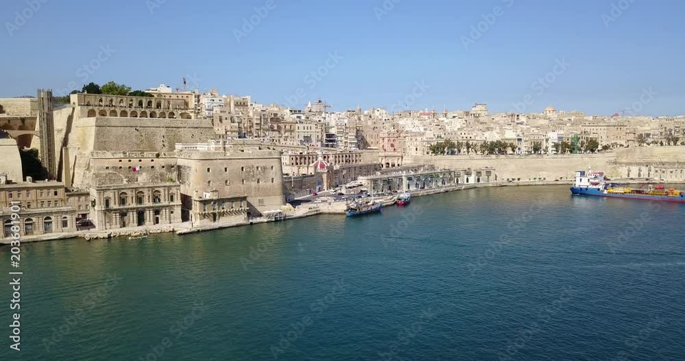 Aerial panoramic view of the old part and the harbour of valletta, capital of Malta Aerial panoramic view of the old part and the harbour of valletta, capital of Malta
