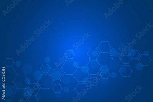 Science background with hexagons design. Geometric abstract background with molecular structure.