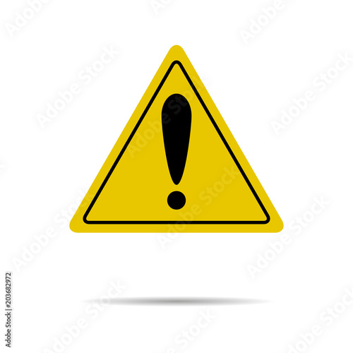 Sign of attention and exclamation in yellow triangle