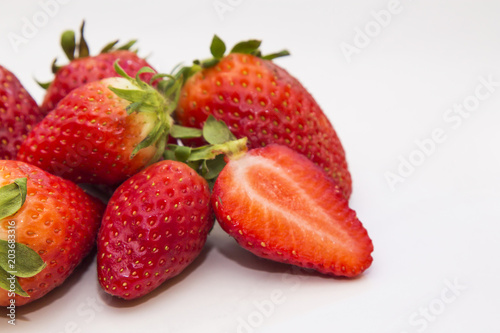 set of strawberries isolated on white