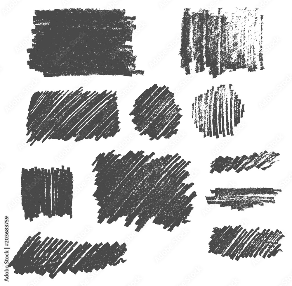 Hand drawn pencil drawing texture scribble vector set eps10