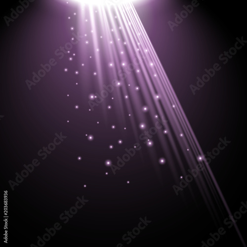 Rays of light from above, purple color