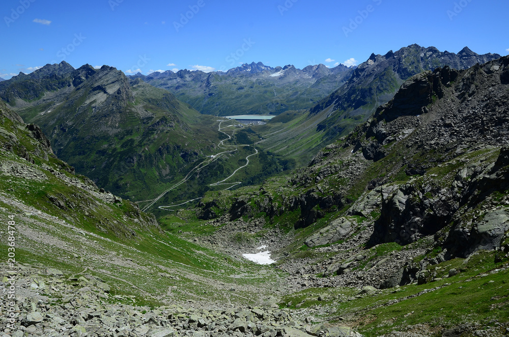 Silvretta-Stausee an der Silvretta Hochalpenstrasse, Vermunt, Vorarlberg, Oesterreich,