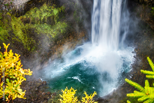 Aerial view of powerful waterfalls