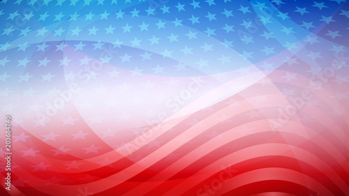Independence day abstract background with elements of the american flag in red and blue colors