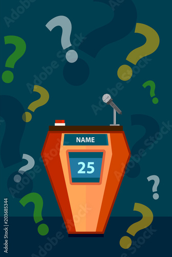 Quiz game with answers with colorful questions on background. Brainy game. Vector illustration design.
