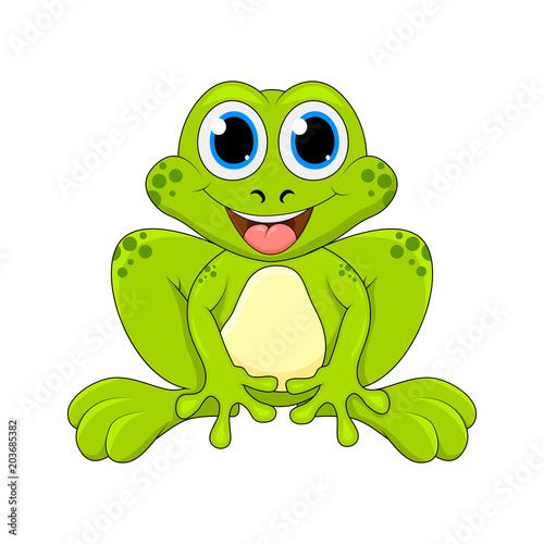 Cartoon frog cute character isolated on white background