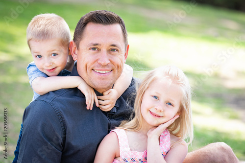 Young Caucasian Dad, Son an...
