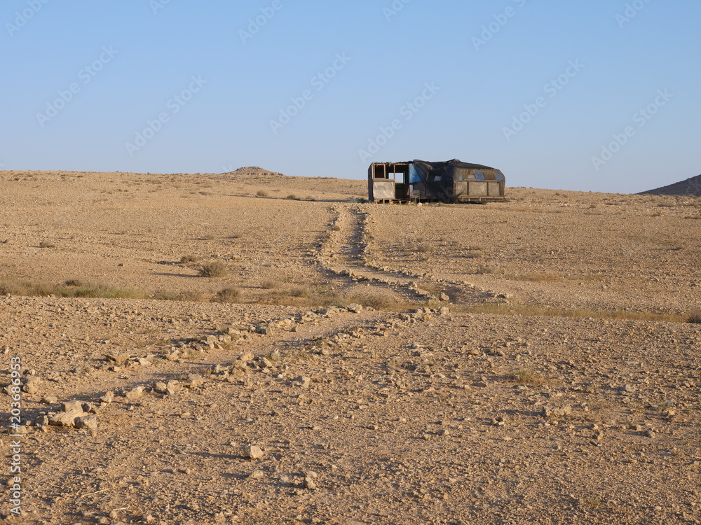 Abandoned booth in desert Abandoned booth in desert