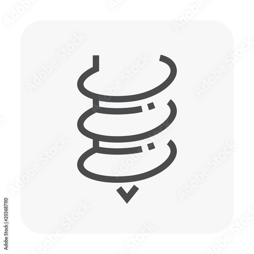 Earth auger drill bit vector icon. Spiral equipment tool. Parts of drilling rig for geotechnical engineering, mining, construction and water work by drilling into soil, ground, hole. Editable stroke.
